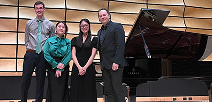 Pattison competition finalists on stage in von Kuster Hall at Western University